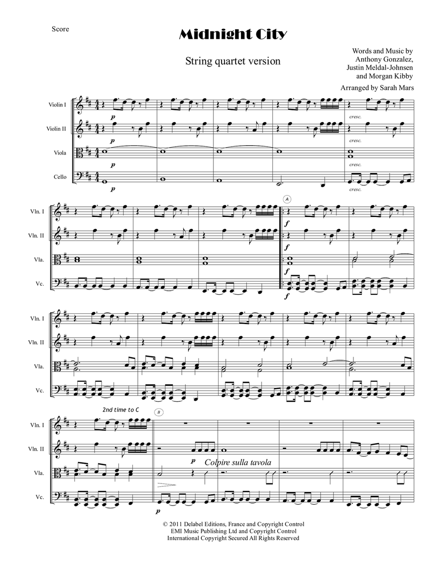 Midnight City Midnight City String Quartet scores gallery preview page 3