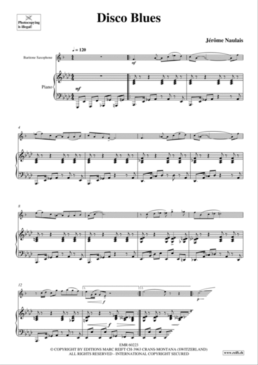 Disco Blues Baritone Saxophone scores gallery preview page 4