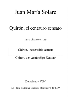 Quirón, el centauro sensato [solo clarinet]
