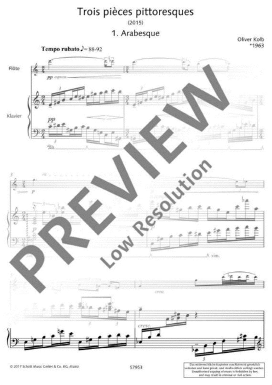 Trois pièces pittoresques Flute Solo scores gallery preview page 4