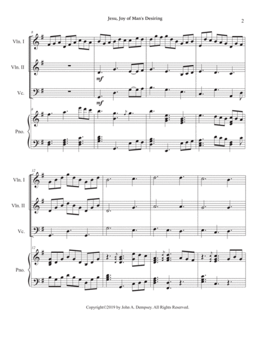 Jesu, Joy of Man's Desiring (Piano Quartet): Two Violins, Cello and Piano image number null