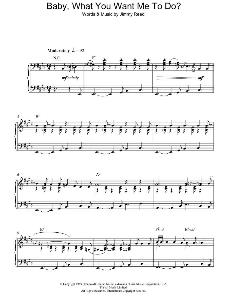 Baby, What You Want Me To Do Piano Solo scores gallery preview page 1