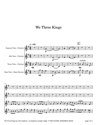 We Three Kings for Clarinet Quartet in Schools