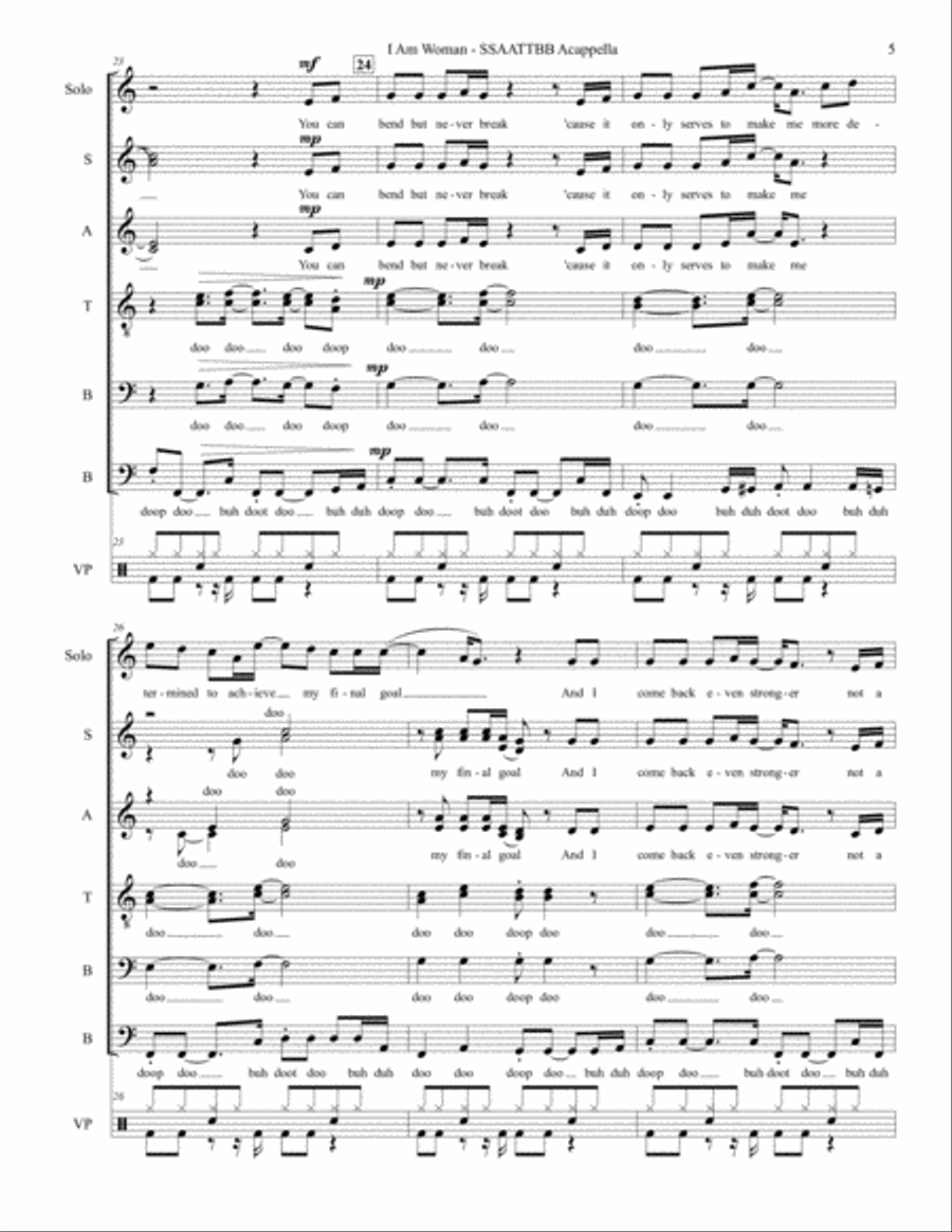 I Am Woman 4-Part scores gallery preview page 5