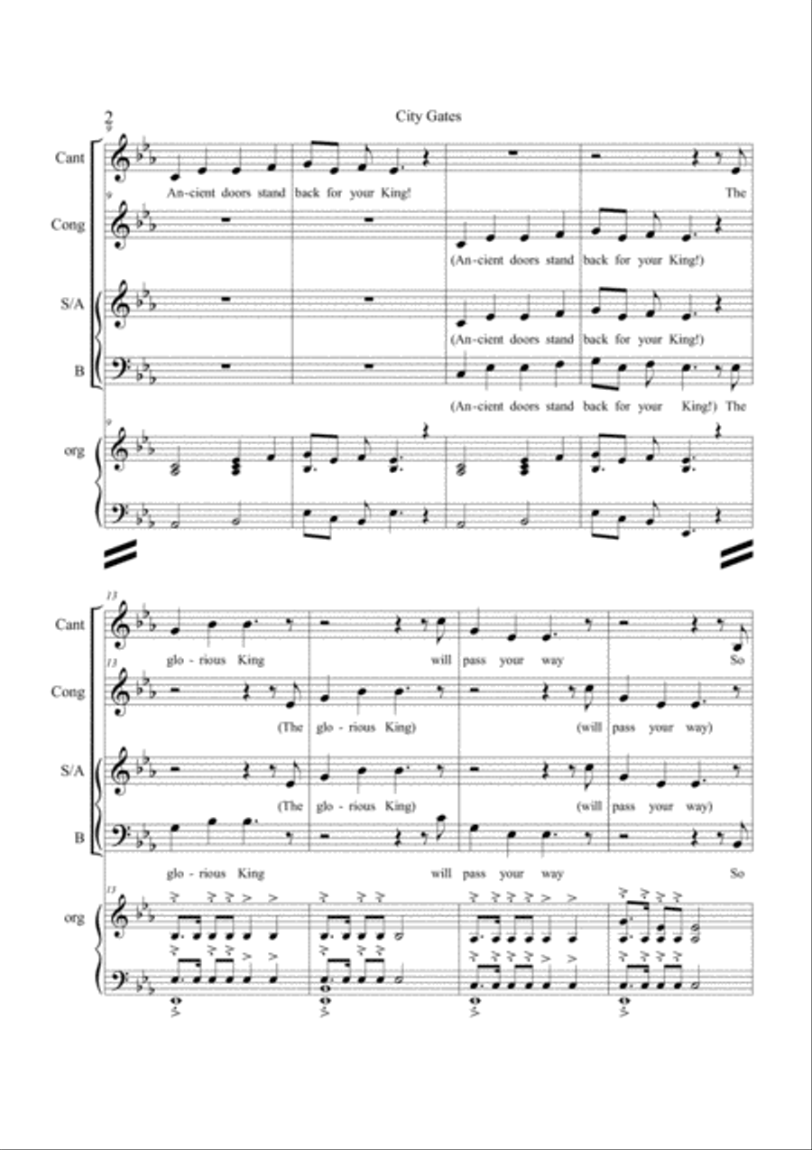City Gates (Eb)-02* CHORAL CONDUCTOR'S PACKAGE 3-Part scores gallery preview page 2