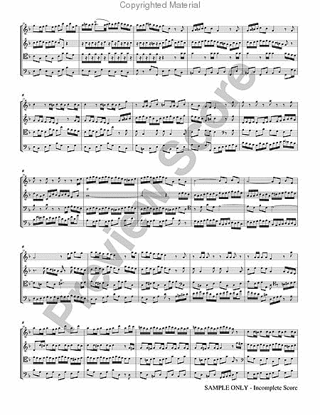 Brandenburg No. 2, Mvt 1 by Johann Sebastian Bach Brass Quartet - Sheet Music