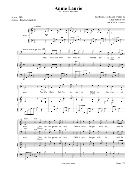 Annie Laurie (SATB) image number null