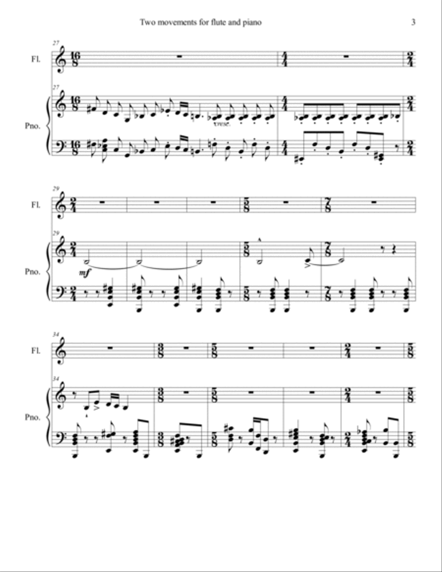 Two movements for flute and piano ( 1.allegro moderato ) Small Ensemble scores gallery preview page 3