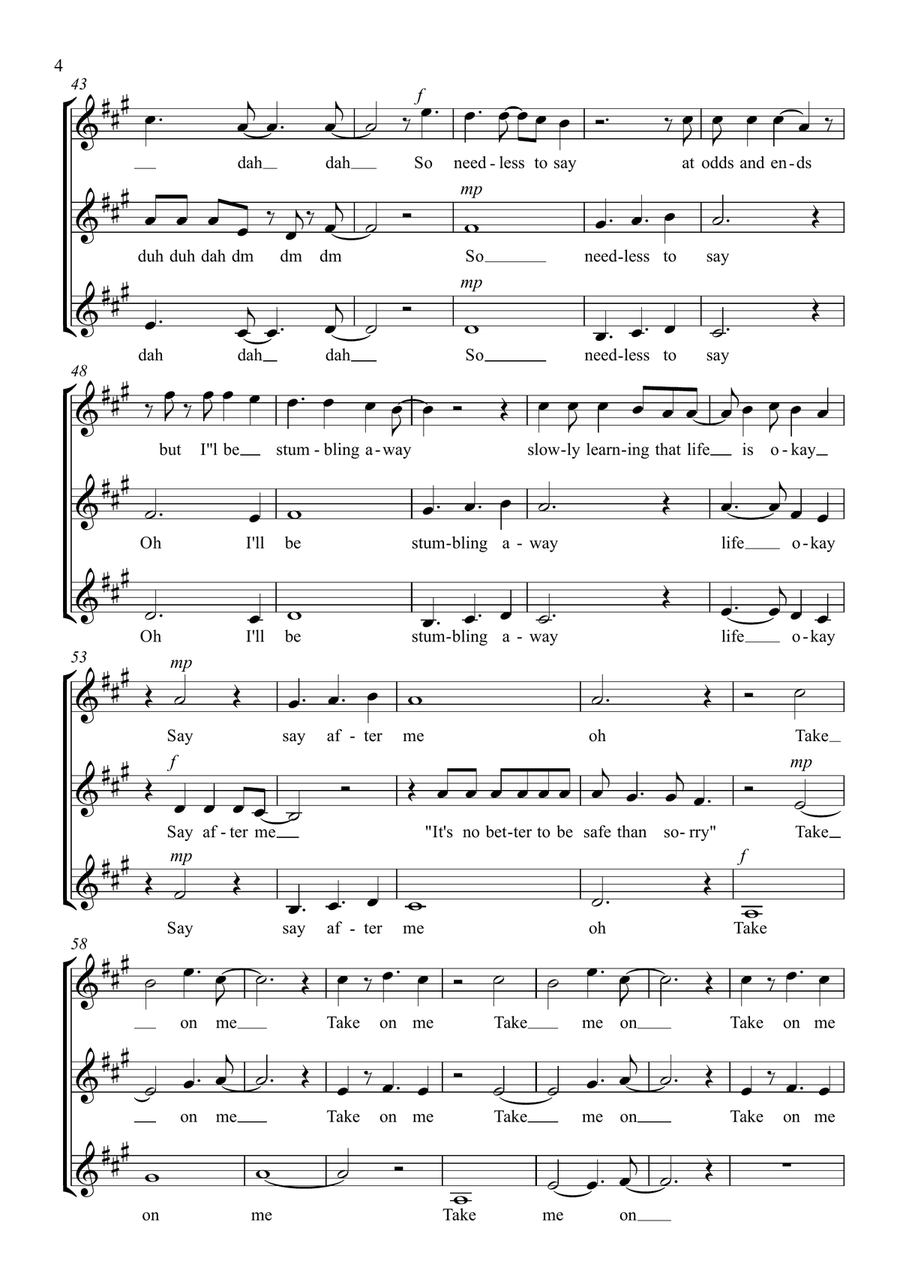 Take On Me SSA scores gallery preview page 4