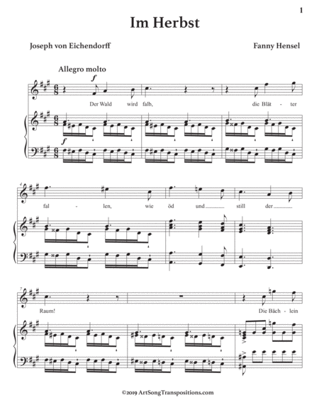 HENSEL: Im Herbst (transposed to F-sharp minor)