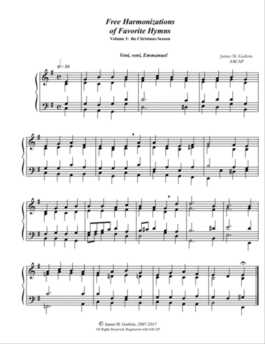 Guthrie: Free Harmonizations of Favorite Christmas Hymns Organ Solo scores gallery preview page 1