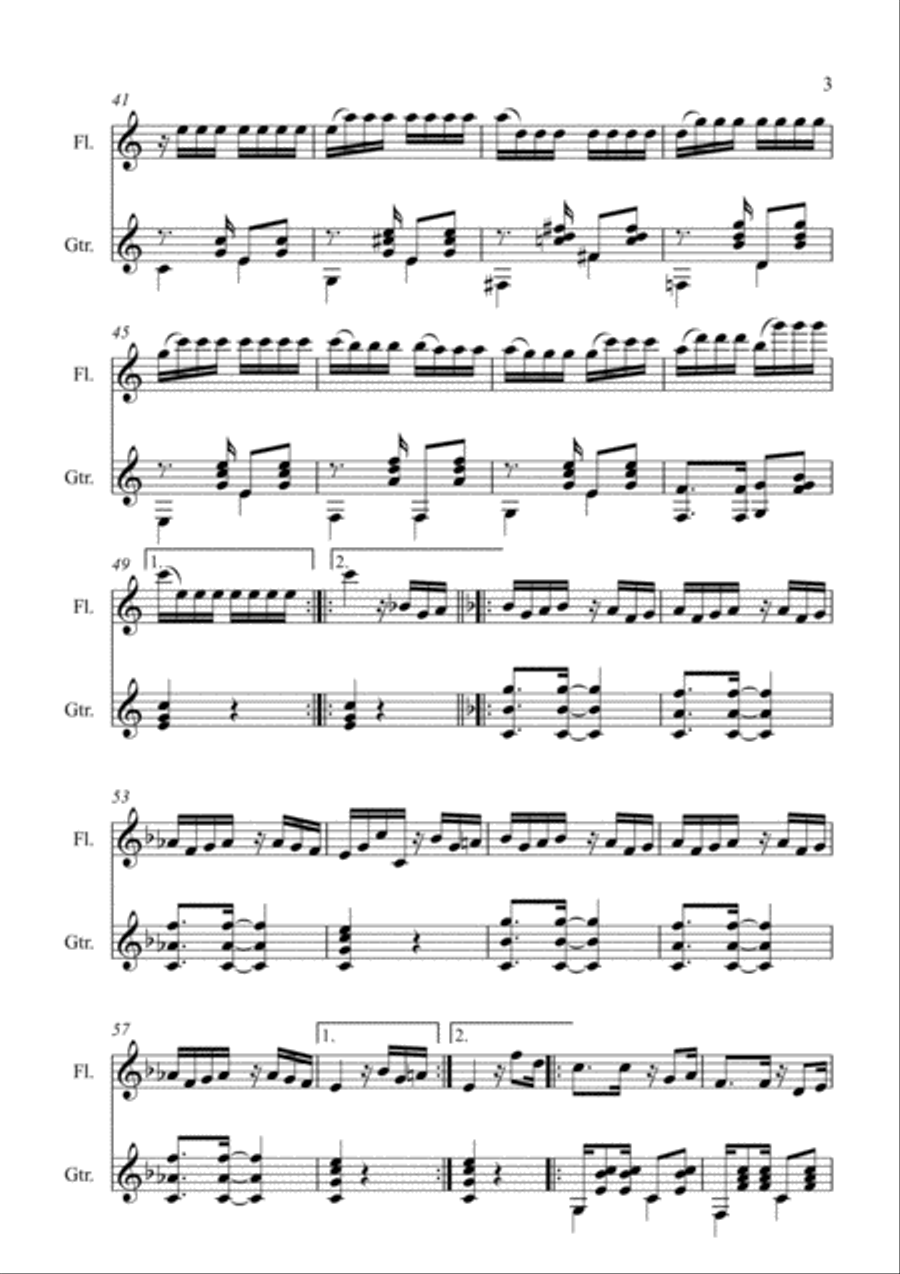 Escorregando (arranged for flute and guitar) Small Ensemble scores gallery preview page 3