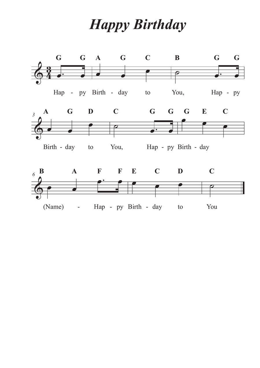 Happy Birthday - Easy Recorder Soprano Recorder scores gallery preview page 1