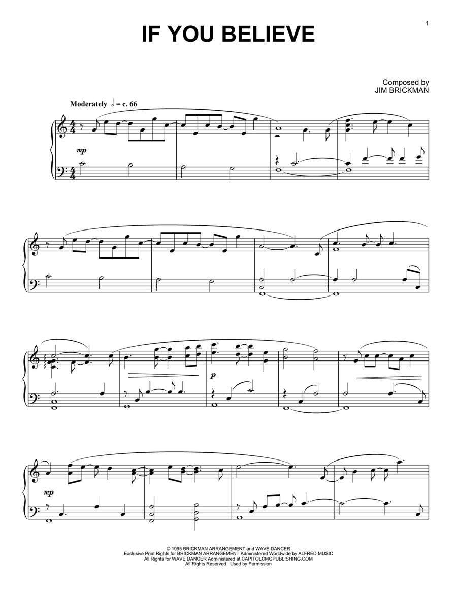 If You Believe Piano Solo scores gallery preview page 1