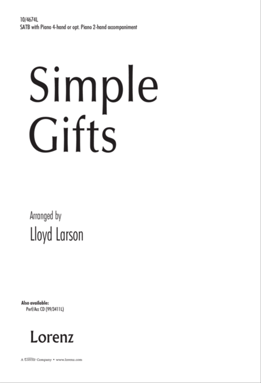 Simple Gifts 4-Part scores gallery preview page 1