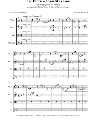 The Bremen Town Musicians for String Quartet and Narrator (score & narration)