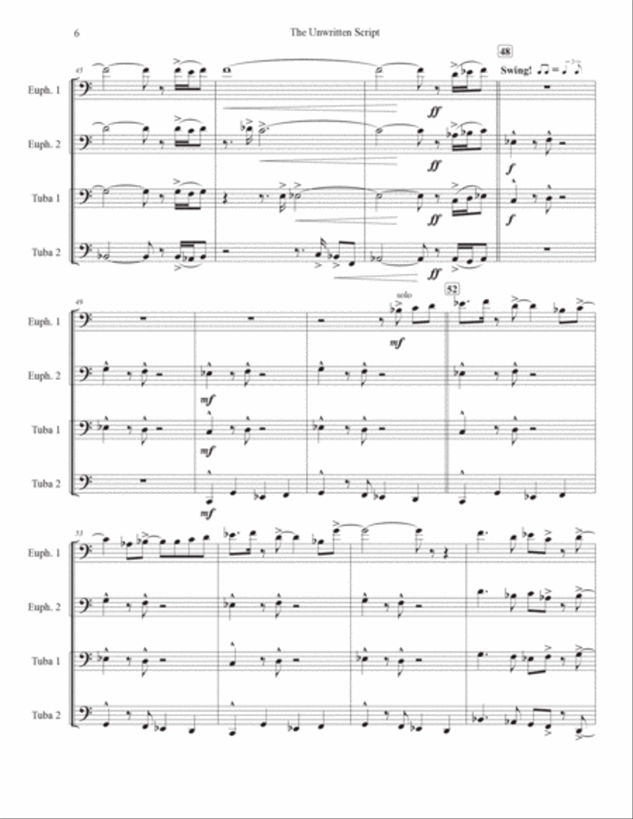 UNWRITTEN SCRIPT for Tuba Quartet Tuba Quartet scores gallery preview page 6