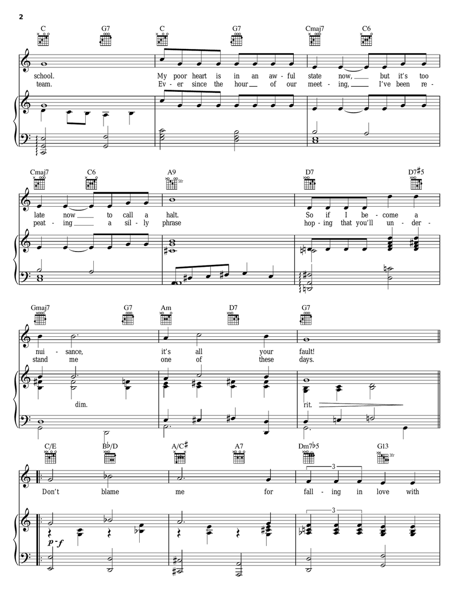 Don't Blame Me Piano, Vocal, Guitar scores gallery preview page 2