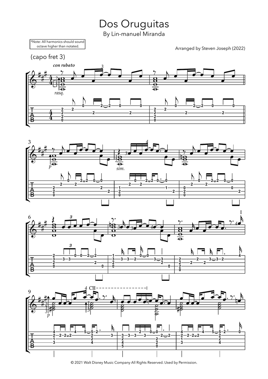 Dos Oruguitas Acoustic Guitar scores gallery preview page 1
