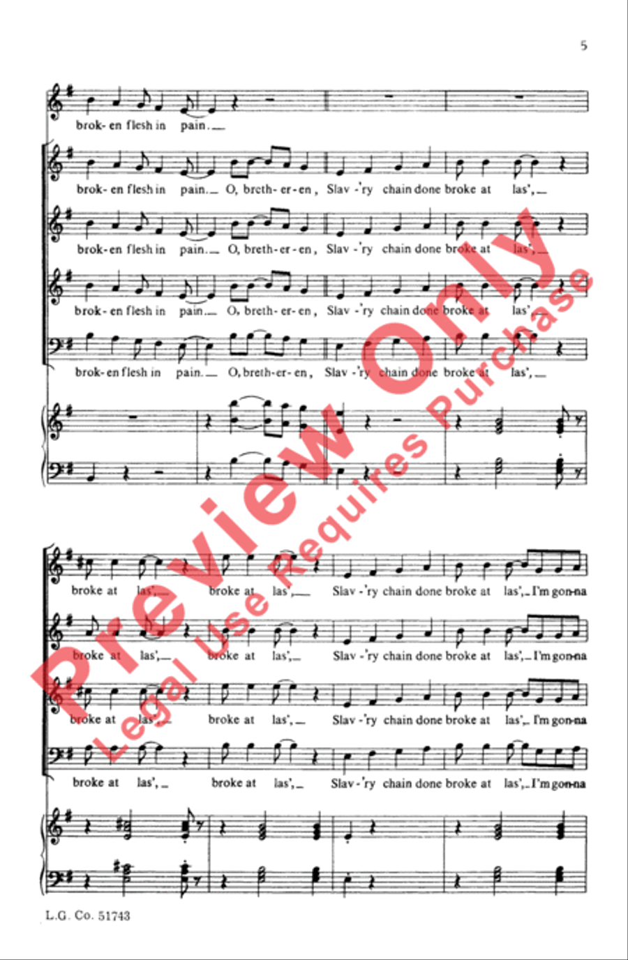 Free, My Lord, Free at Las' 4-Part scores gallery preview page 5