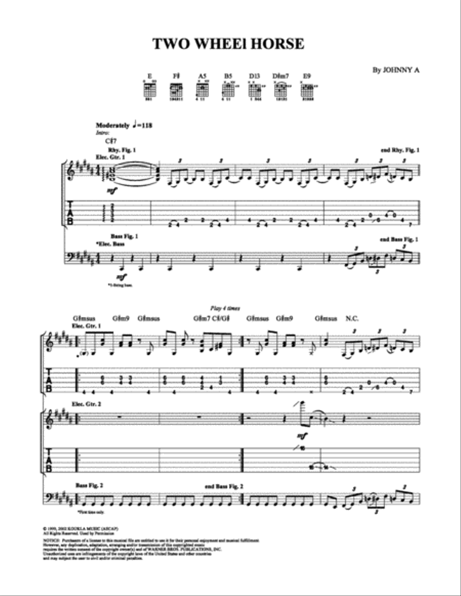 Two Wheel Horse Electric Guitar scores gallery preview page 1