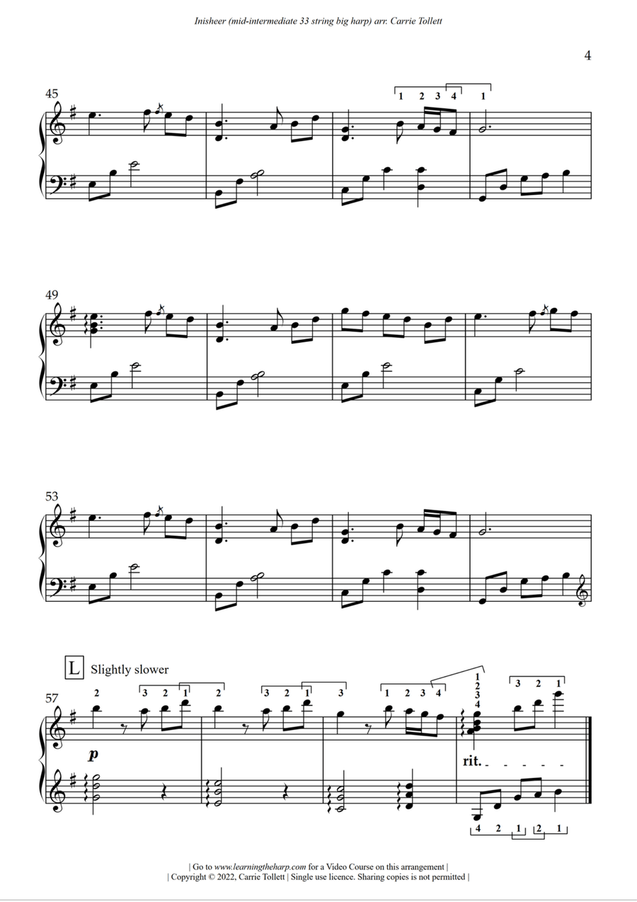 Inisheer Celtic Harp scores gallery preview page 5