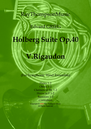 Book cover for Grieg: Holberg Suite Op.40 Mvt.V Rigaudon - wind dectet
