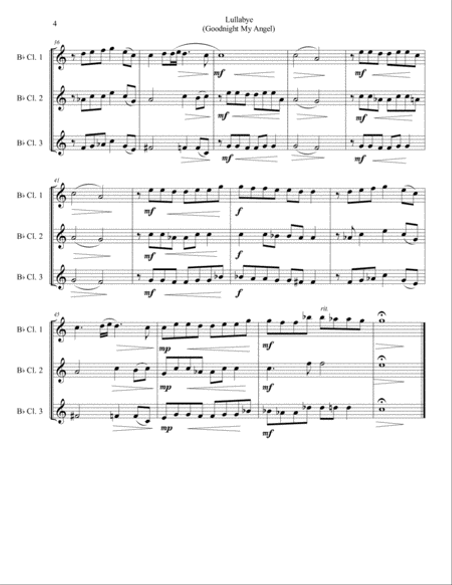 Lullabye (Goodnight, My Angel) Woodwind Trio scores gallery preview page 4