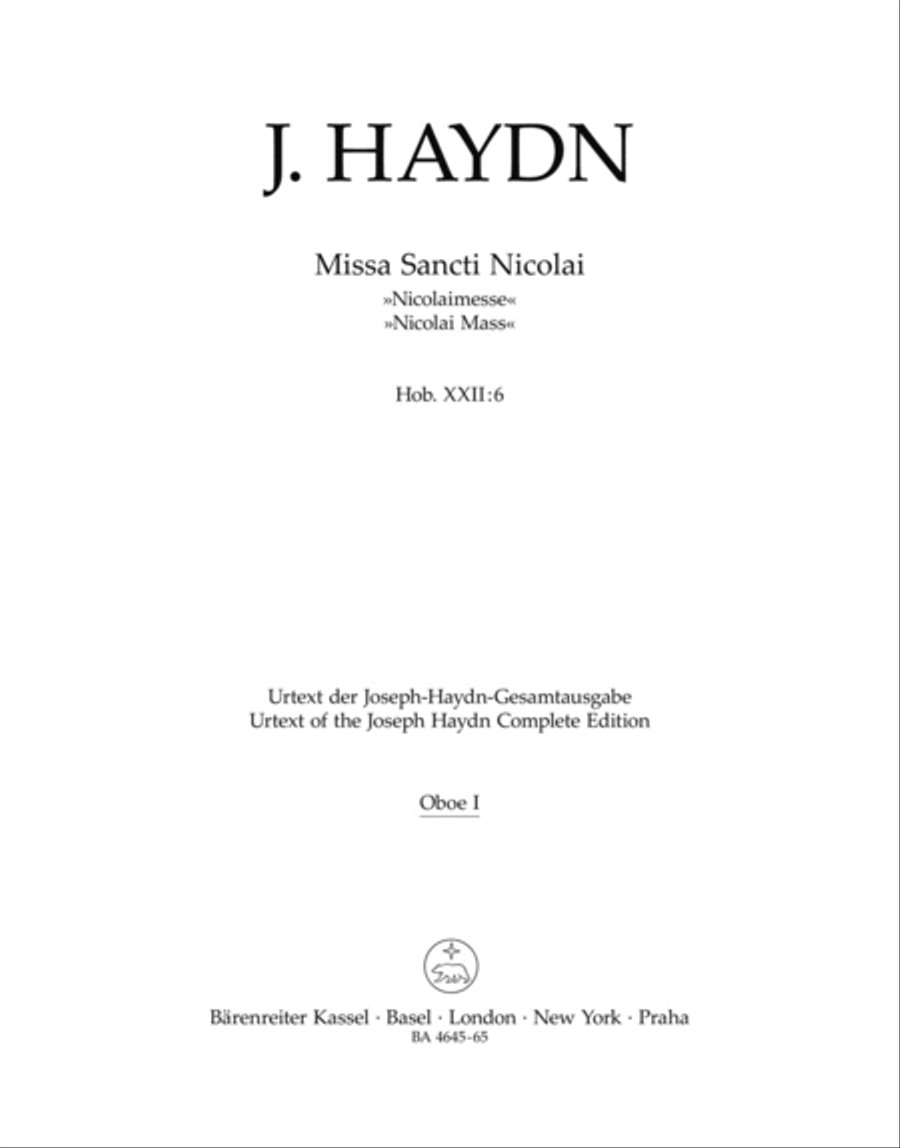 Missa Sancti Nicolai Hob. XXII:6 'Nicolai Mass' Bassoon scores gallery preview page 1