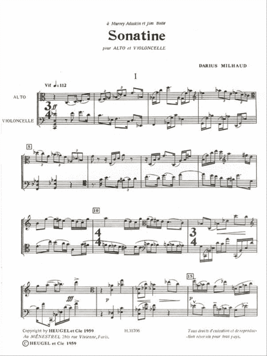 Sonatine Op.378 (viola & Cello) Cello scores gallery preview page 2