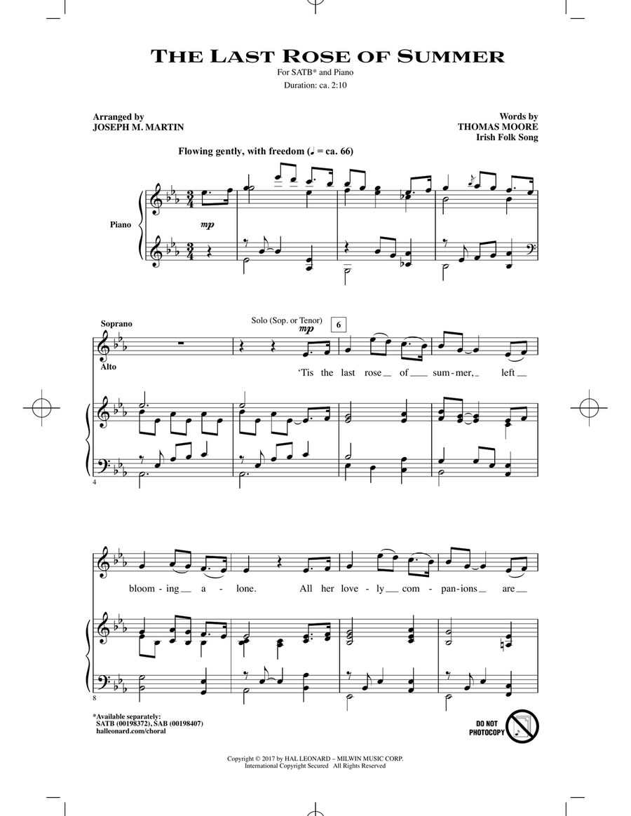 The Last Rose Of Summer 4-Part scores gallery preview page 1