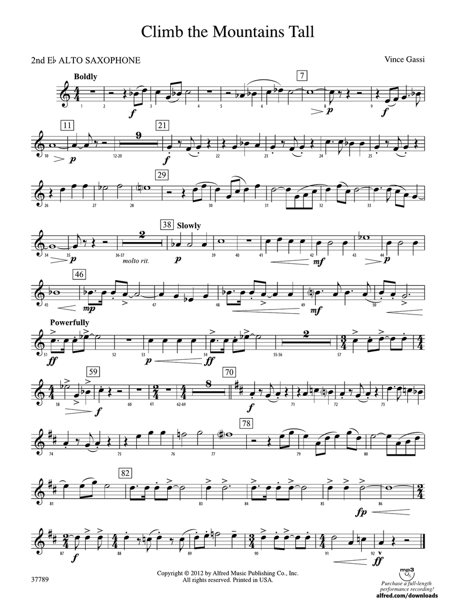 Climb the Mountains Tall: 2nd E-flat Alto Saxophone