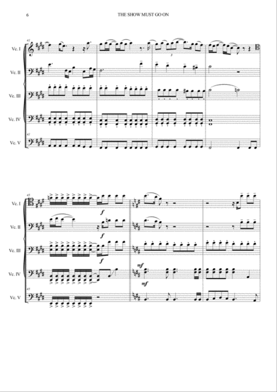 The Show Must Go On Cello scores gallery preview page 6