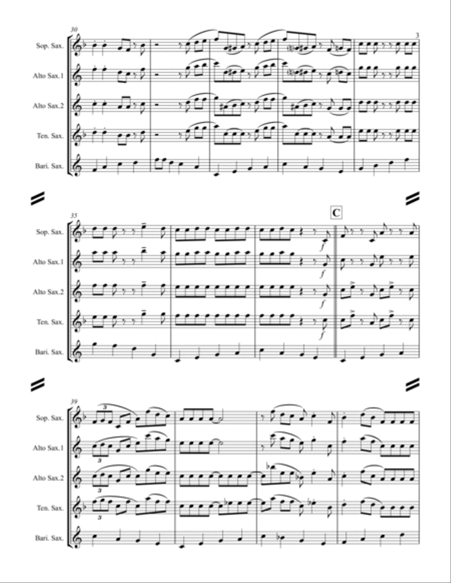 Boogie Woogie Bugle Boy Saxophone Quartet scores gallery preview page 4
