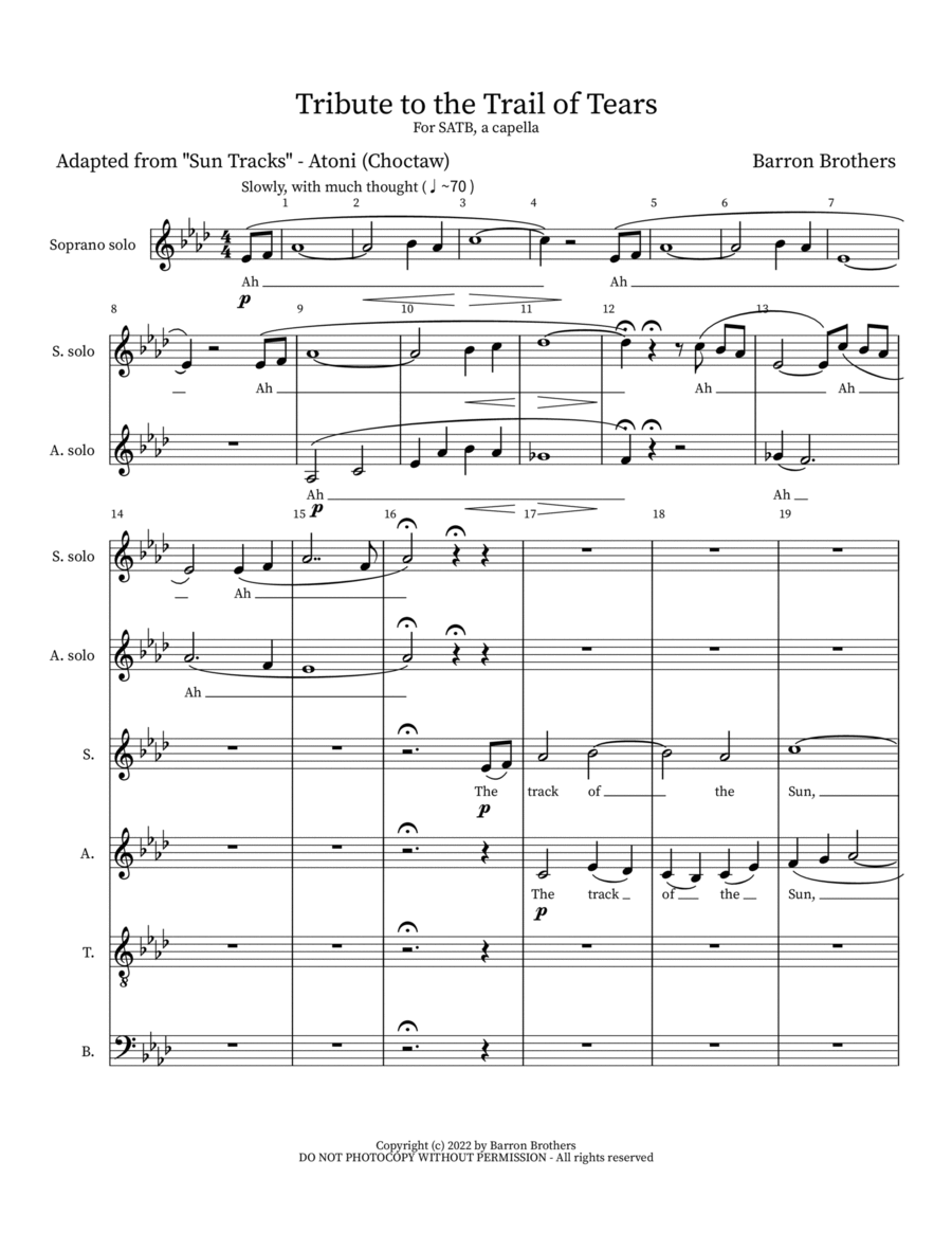 Tribute to the Trail of Tears 4-Part scores gallery preview page 1
