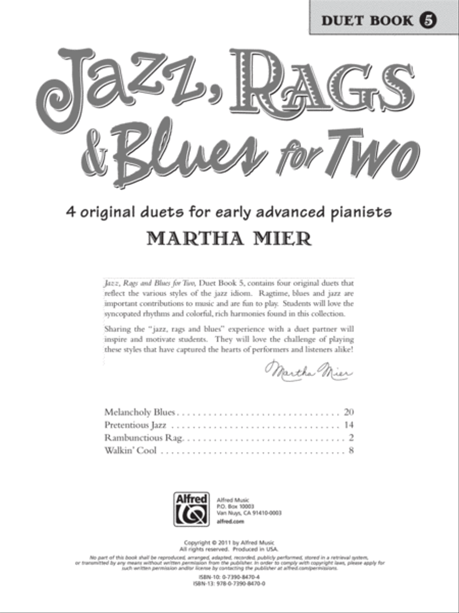 Jazz, Rags & Blues for Two, Book 5 Small Ensemble scores gallery preview page 2