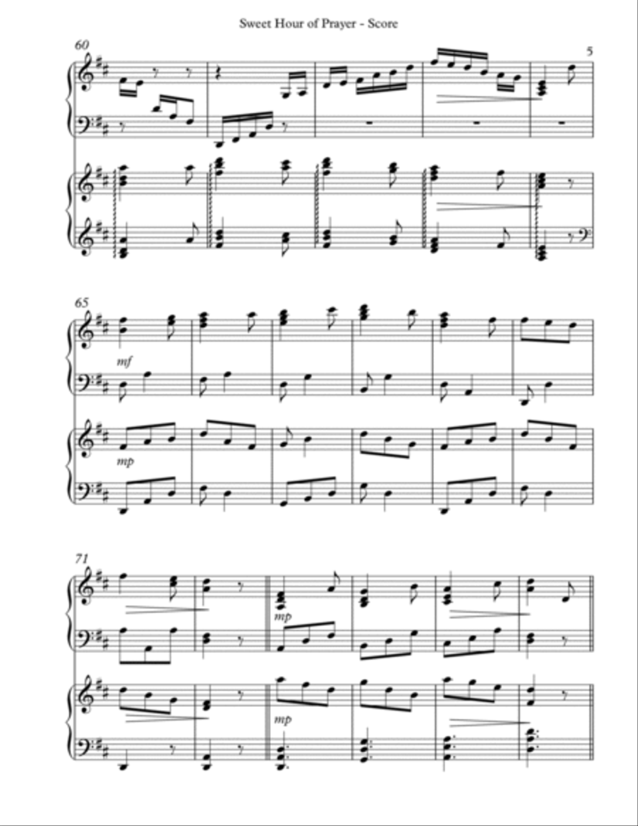 Sweet Hour of Prayer, Harp Duet, Score & Parts image number null