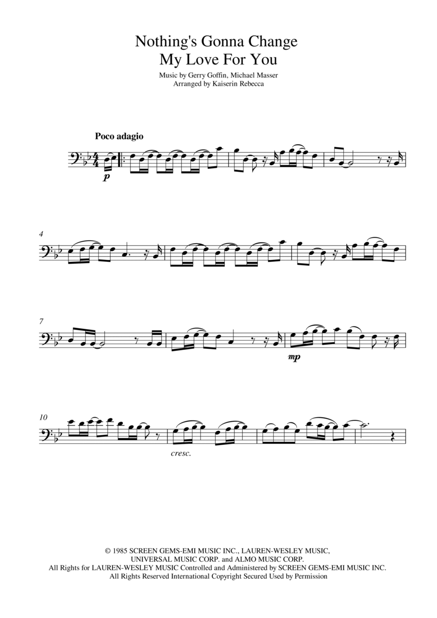 Nothing's Gonna Change My Love For You Bassoon Solo scores gallery preview page 1
