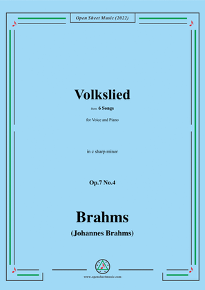Book cover for Brahms-Volkslied,Op.7 No.4,from 6 Songs,in c sharp minor
