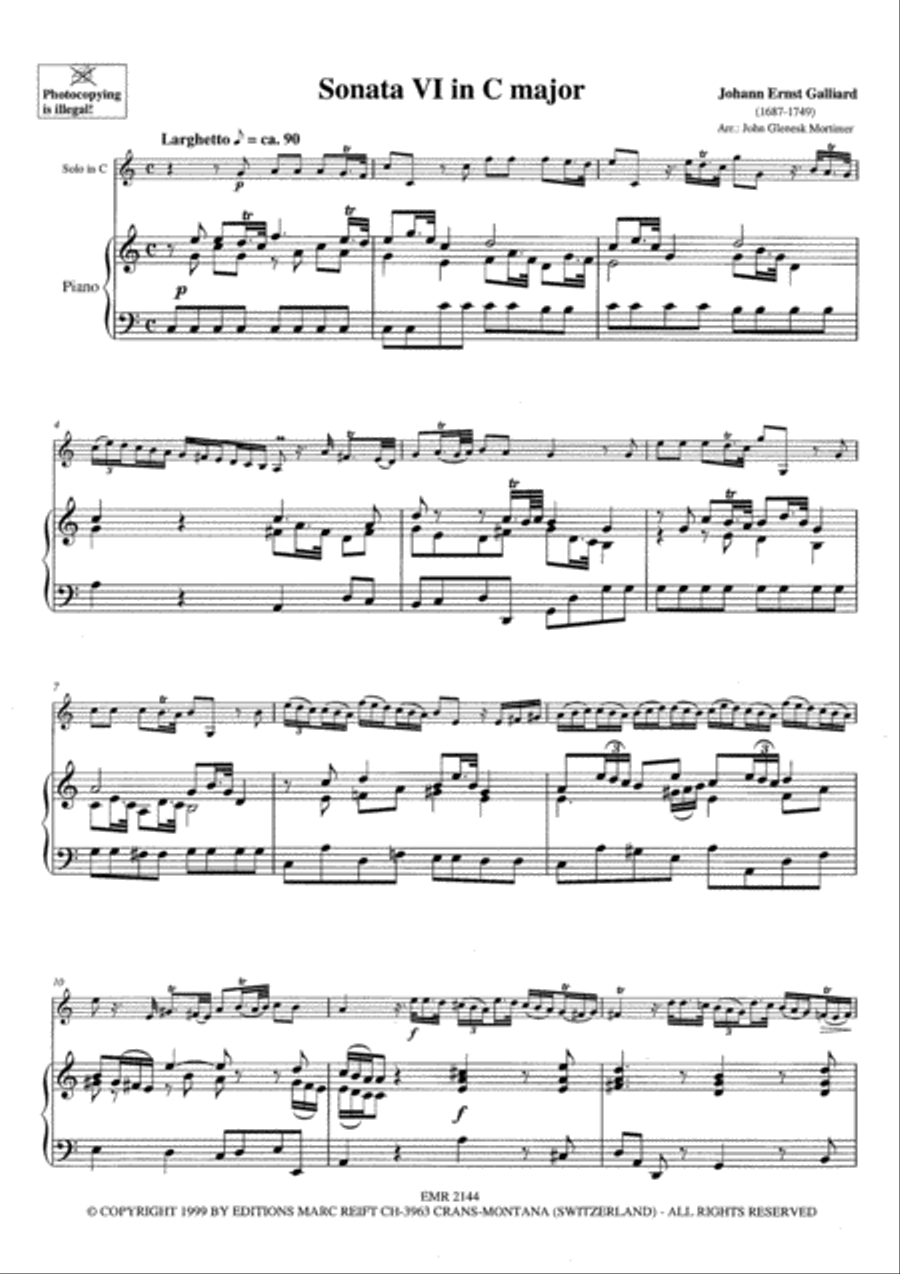 Sonata No. 6 in C Major Flute Solo scores gallery preview page 3