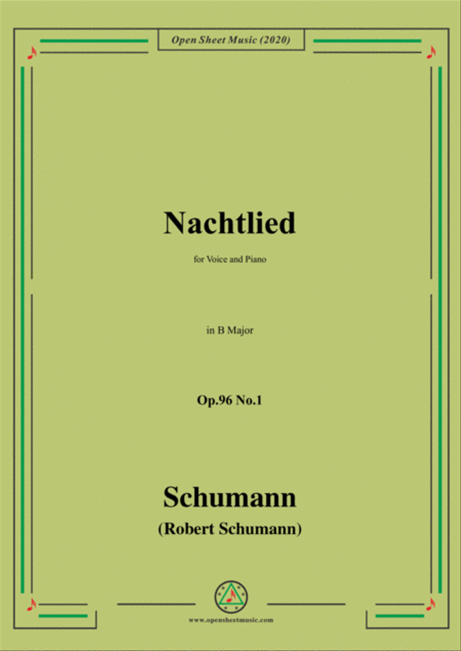 Book cover for Schumann-Nachtlied,Op.96 No.1,in B Major,for Voice&Piano