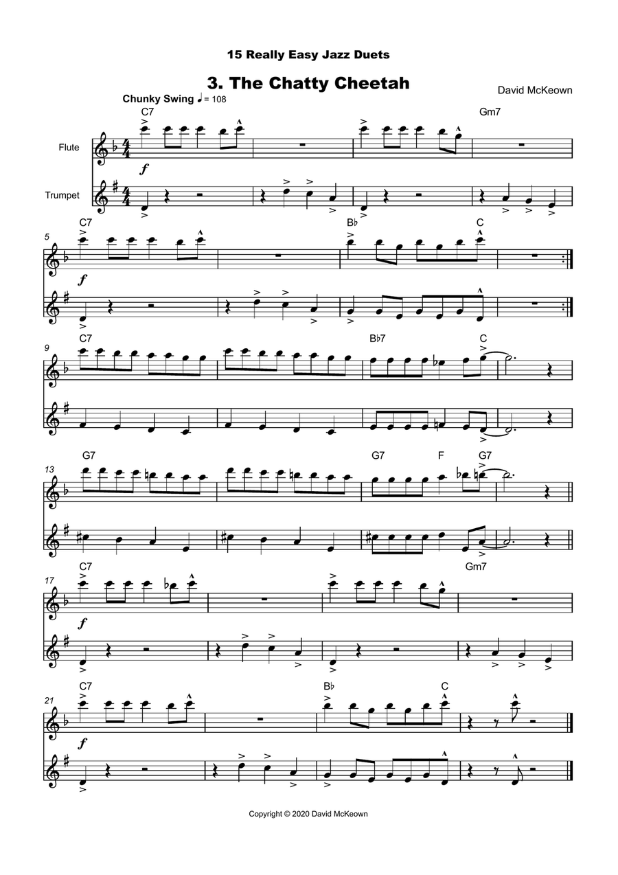 15 Really Easy Jazz Duets for Flute and Trumpet Duet Flute scores gallery preview page 4
