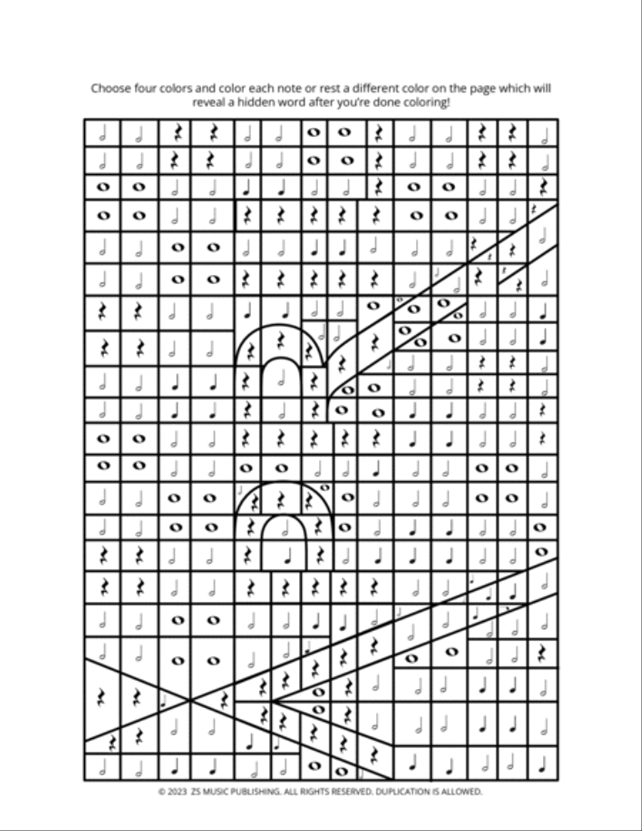 MONTHS OF THE YEAR - Hidden Word Music Coloring Sheet Set Piano Method scores gallery preview page 6