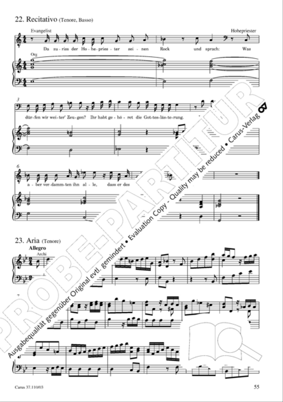 Markuspassion. Werkausgabe Reihe 1, Bd. 7 (Homilius) 4-Part scores gallery preview page 62
