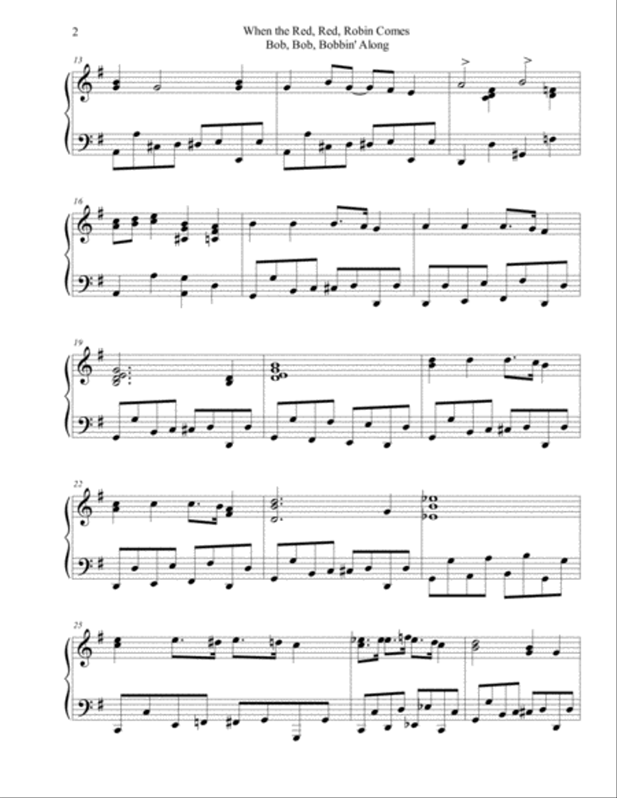 When The Red, Red Robin Comes Bob, Bob Bobbin' Along Piano Solo scores gallery preview page 2