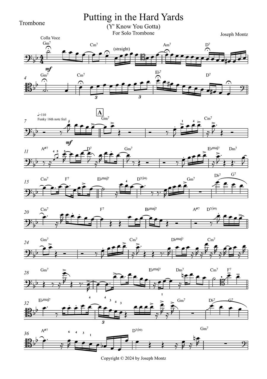 Putting In The Hard Yards Trombone Solo scores gallery preview page 1