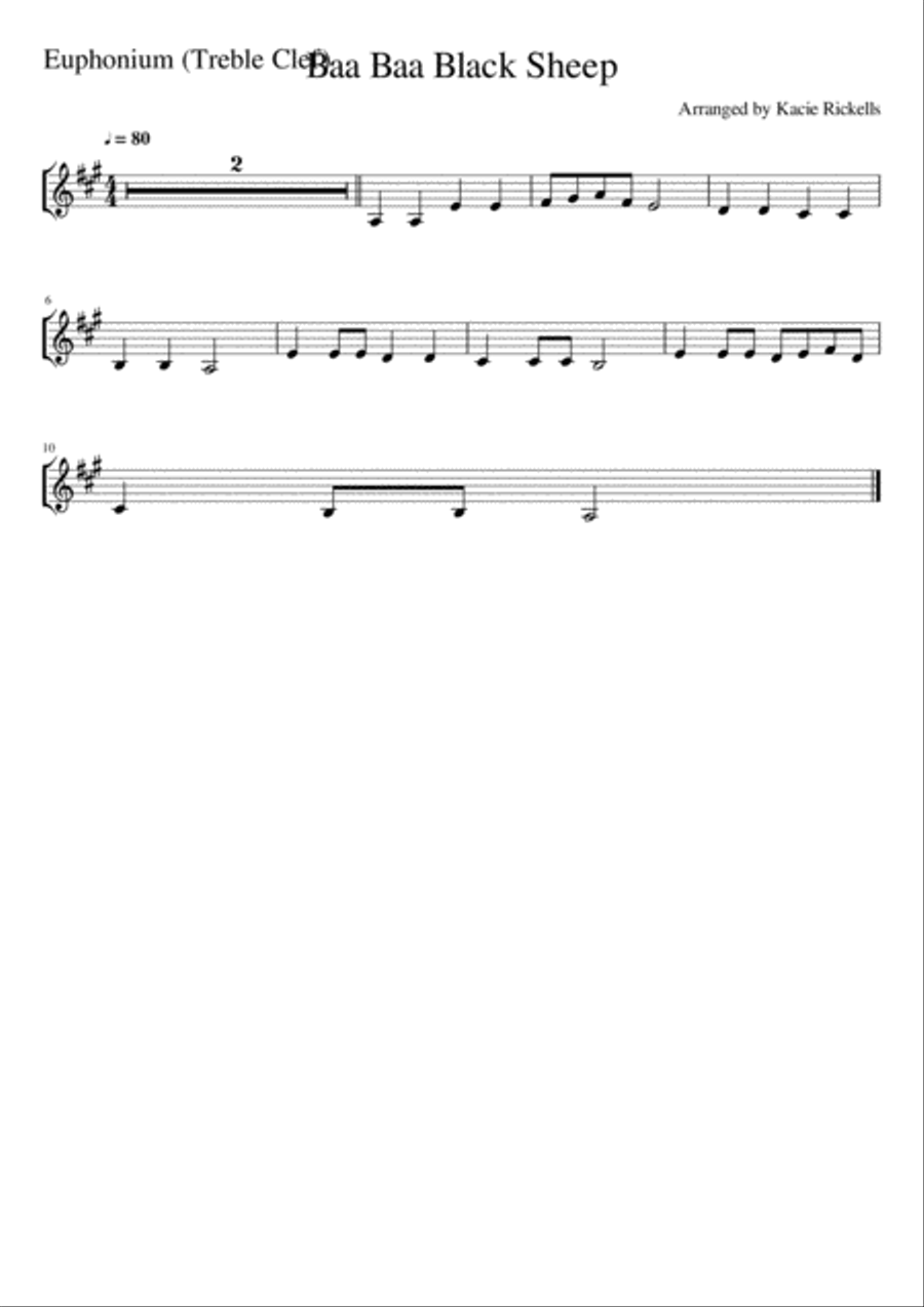 Baa Baa Black Sheep - Euphonium Solo Euphonium scores gallery preview page 2