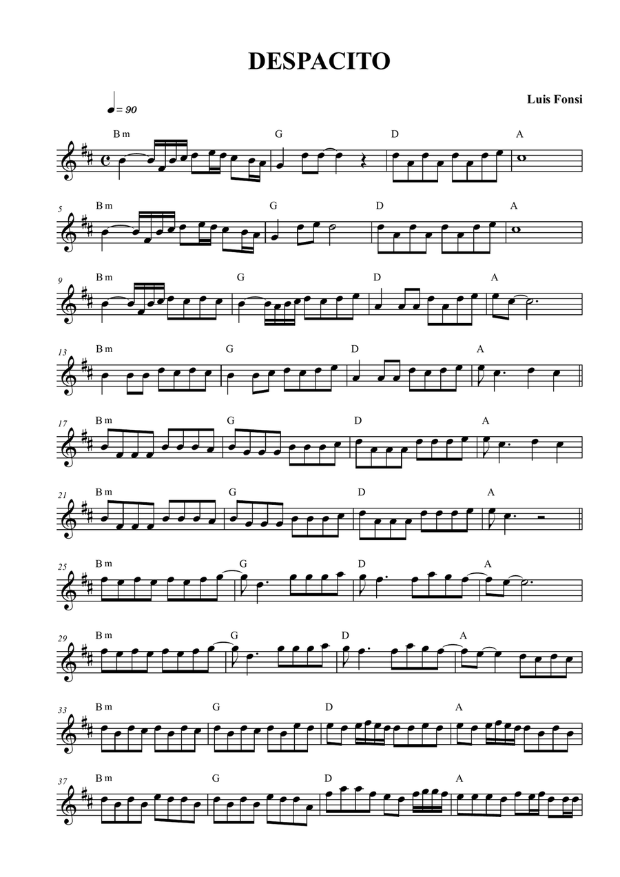 Despacito Unison Choir scores gallery preview page 1