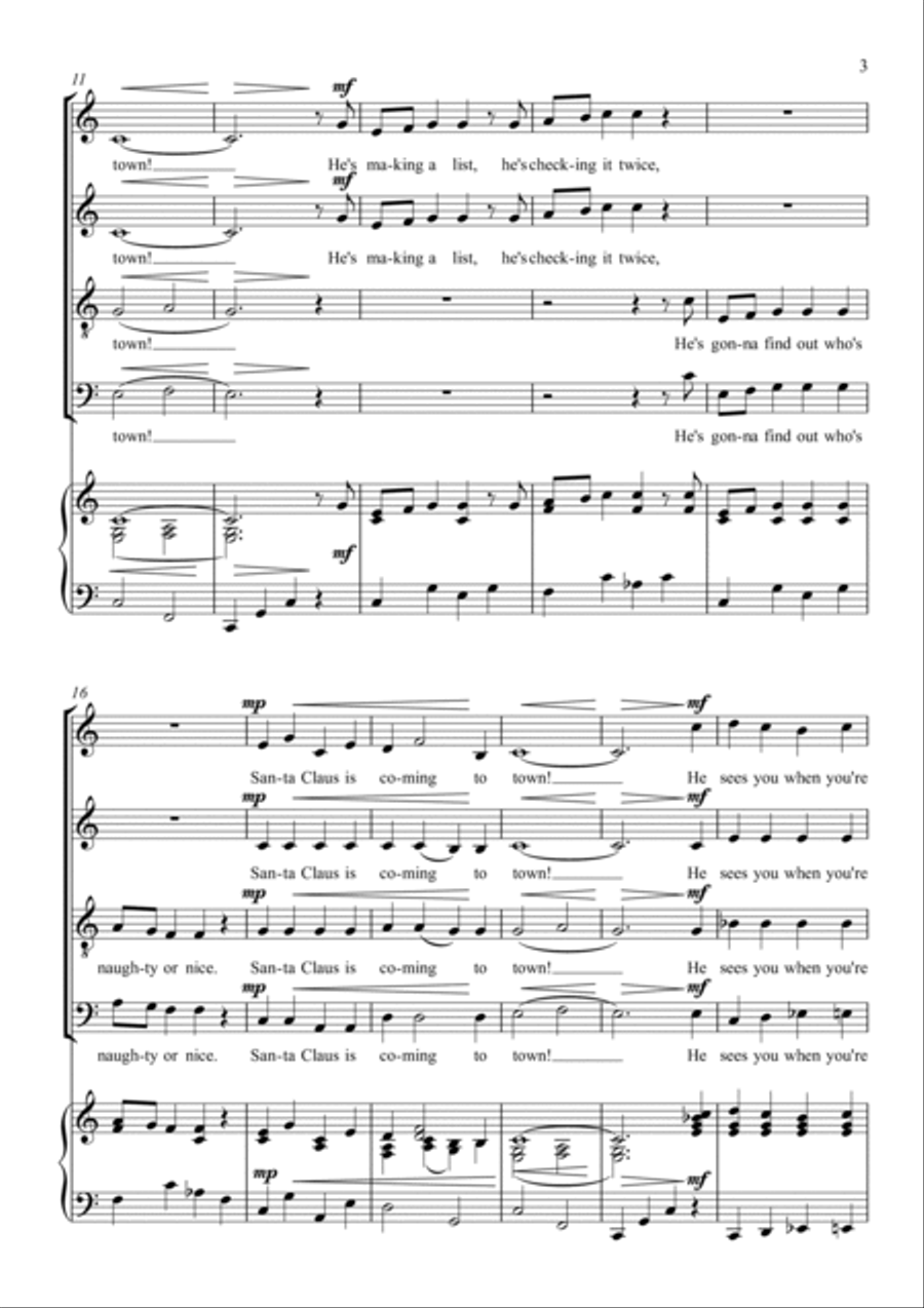 Santa Claus Is Comin' To Town 4-Part scores gallery preview page 3