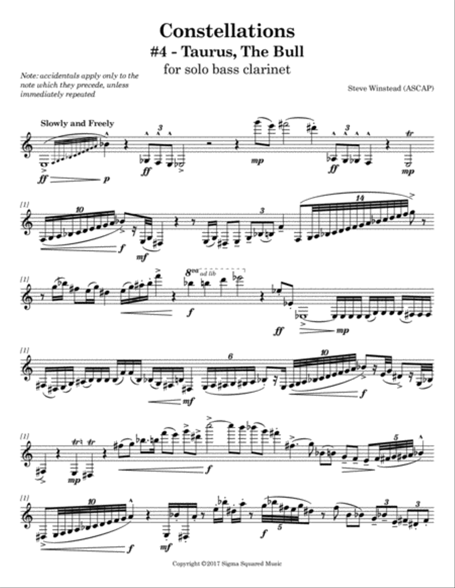 Constellations: #4 - Taurus, The Bull Bass Clarinet scores gallery preview page 2